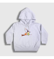 Presmono Unisex Çocuk Beyaz Cat And Witch Kedi Kapüşonlu Sweatshirt 287498tt (Beyaz)