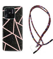 Xiaomi Redmi Note 7 8 9 Pro 10 2022 10 Pro 10S Kılıf Boyun Asklı Rasta Silikon Pembe Şeritli Mermer 1312