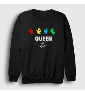 Presmono Unisex Siyah Hot Space Queen Sweatshirt 101997tt