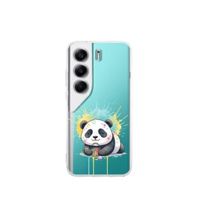 Tecno Camon 40 Pro ile Uyumlu Splash Panda Tasarımlı Şeffaf Silikon Kılıf