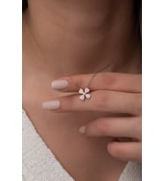 925 Ayar Rose Minik Yonca Kolye Kadın Gümüş Kolye