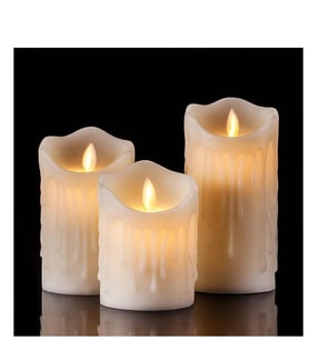 Alevli Led Mum Hareketli Alev Görünümlü Dekoratif Mum - 3lü Set  1547