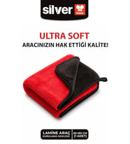 Mikrofiber Süper Emici Ekstra Kalın Ekstra Büyük Boy Kırmızı-Siyah Lamine Araç Kurulama Havlusu