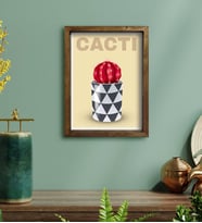 BK Gift Kaktüs Tasarımlı Doğal Masif Ahşap Çerçeveli Tablo 30x40cm-5