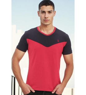 T8591 DEWBERRY MENS T-SHIRT-KOYU BORDO