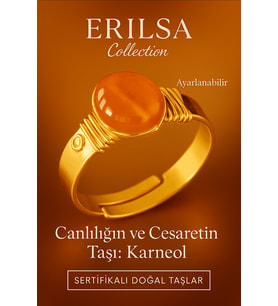 Sertifikalı Kalın Tımbıl Gold Model Karneol - Karnelyan Akik Taşı Yüzük - Ayarlamalı