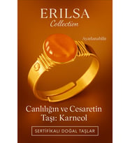 Sertifikalı Kalın Tımbıl Gold Model Karneol - Karnelyan Akik Taşı Yüzük - Ayarlamalı (Çok Renkli)