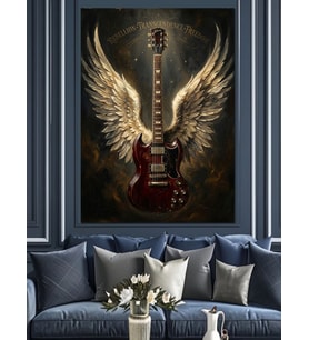 Kanatlı Elektro Gitar Sanat Tasarımı Dekoratif Kanvas - Mdf Ahşap Tablo