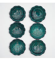 El İşlemesi Seramik Kase Dünyası, Sos, Çerez, Reçel Kaseleri, 10 Farklı Model, 8 cm (Koyu Turkuaz)