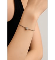 Gümüş Renk Sf Küp Zincir Unisex Çelik Bileklik - 3384