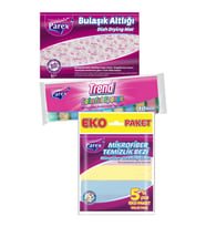 Düz 10'lu Sünger, Bulaşık Altlığı ve Mikrofiber 5'li Temizlik Bezi Paketi