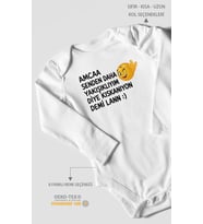 Amaa senden daha yazılı Uzun Kollu Bebek Body %100 Pamuk