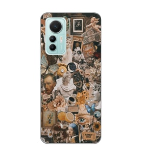 Xiaomi Mi 12 Lite Uyumlu Aesthetic Sanatsal Kolaj Desenli Şeffaf Telefon Kılıfı