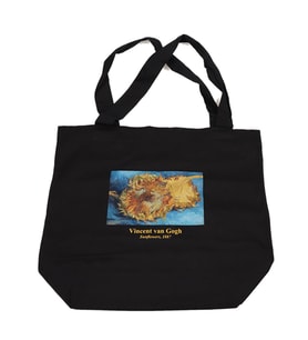 VAN GOGH AYÇİÇEĞİ TAM TABLO TASARIM LARGE OMUZ ÇANTASI SİYAH (Karışık)