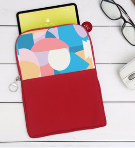 BK Gift Modern Art Tasarımlı Taşınabilir Koruyucu Tablet Kılıfı & Organizer Çanta - Kırmızı-1