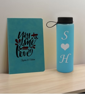 BK Gift Sevgiliye Özel İsimli Turkuaz Defter ve Cam Matara Hediye Seti-15, Sevgiliye Hediye, Sevgililer Günü, Yeni İş Hediyesi