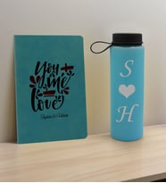 BK Gift Sevgiliye Özel İsimli Turkuaz Defter ve Cam Matara Hediye Seti-15, Sevgiliye Hediye, Sevgililer Günü, Yeni İş Hediyesi
