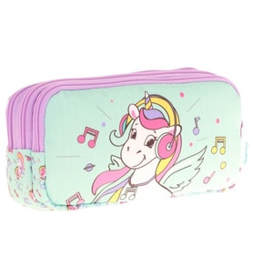 Kaukko Kids Üç Bölmeli Su Yeşili, Unicorn Temalı, Kız Çocuk Okul Kalemliği - L8234 (Çok Renkli)