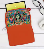 BK Gift Modern Soyut Tasarımlı Taşınabilir Koruyucu Tablet Kılıfı & Organizer Çanta - Turuncu-3