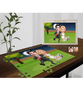BK Gift Kişiye Özel Sevgililer Karikatürlü 1000 Parça Profesyonel Puzzle-12