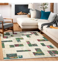 Kırmızı Halı Eskitme Vintage Geometrik Desen Dijital Baskı Salon Halısı Kaymaz Tablo