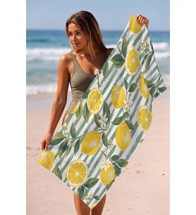 Valerine Life Plaj Havlusu 70x140cm Havuz Spa Sauna Spor Pamuklu Emici Lemon Breeze