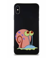 Apple iPhone XS Max Soft Premier Kapak Salyangoz Gary Tasarımlı Silikon Kılıf - Siyah (Şeffaf)