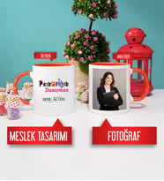 Psikolojik Danışman Kupa Bardak Turuncu Fotoğraflı