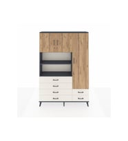 Arges Dolap 9 Raflı 6 Çekmeceli 3 Kapaklı 132x30x195 Antrasit-Çam/Aytaşı