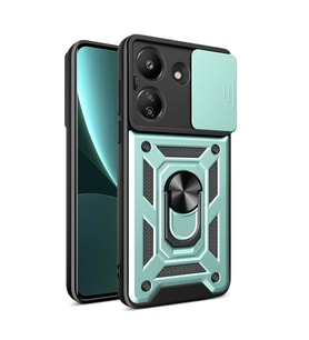 Redmi 13C Kılıf Pars Lens Yüzüklü Silikon - Yeşil