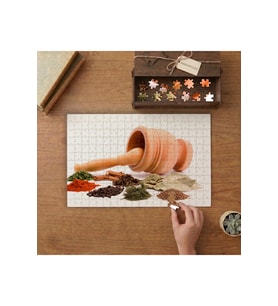 Havan Tokmak- Baharatlar Tasarımı 240 parça Ahşap Puzzle Ahşap Kutuda MP00281