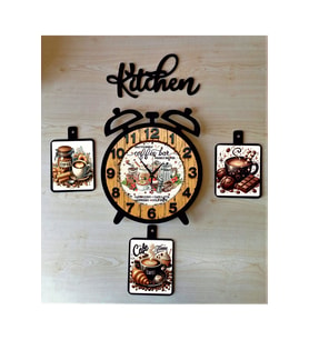 Bilge Ahşap Dekoratif Mutfak Saati (kitchen) (Siyah)