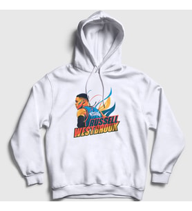 Presmono Unisex Beyaz Fire Russell Westbrook Kapüşonlu Sweatshirt 368787tt