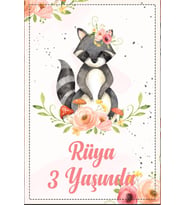 Rakun Temalı Doğum Günü Afişi 35X50 cm