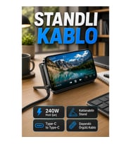 Katlanabilir Telefon Standlı 240W Type-C to Type-C Hızlı Şarj Kablosu