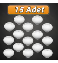 15 Adet Hanımeli Kulp Beyaz Polimer Düğme Kulp Mantar Mobilya Mutfak Dolabı Çekmece Kulbu Kulpları