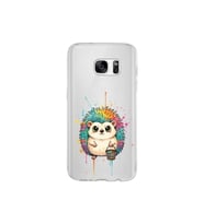 Samsung Galaxy S7 ile Uyumlu Splash Kirpi Tasarımlı Şeffaf Silikon Kılıf