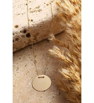 Kişiye Özel 925 Ayar Gümüş Yuvarlak Plaka 'İstediğini Yazdır' Kolye (Gold)