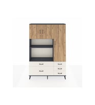 Arges Dolap 7 Raflı 5 Çekmeceli 3 Kapaklı 132x30x195 Antrasit-Çam/Aytaşı