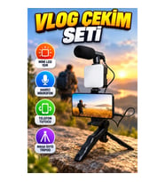 Video Making Kit Mini LED Işıklı Telefon Tutucu Tripod Vlog Çekim Seti