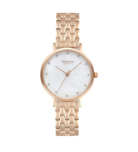 Obaku Denmark V248LXVWSV Quartz Çelik Rose Beyaz Kadran 34 mm Kadın Kol Saati