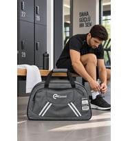 Fitilli Spor ve Seyahat Çantası Gri 2 Gözlü 38x62x20 cm Günlük Kullanım