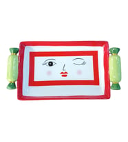 1 Adet 27x14cm Seramik Mini Tepsi Şeker Dekorlu