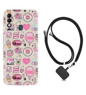 Tecno Spark 8T Kılıf Resimli Boyun Askılı İpli Desenli Silikon Donut Flamingo 1415