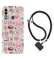Tecno Spark 8T Kılıf Resimli Boyun Askılı İpli Desenli Silikon Donut Flamingo 1415