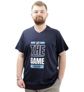 Mode XL Büyük Beden Erkek Baskılı T-Shirt BEGIN U24056 Lacivert