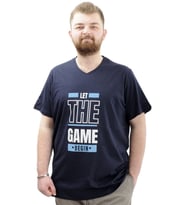 Mode XL Büyük Beden Erkek Baskılı T-Shirt BEGIN U24056 Lacivert