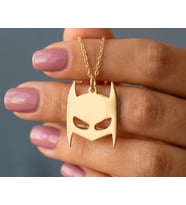 Kişiye Özel 925 Ayar Gümüş Batman Logo Kolye (Gold)