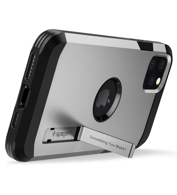 iPhone 11 Pro Kılıf, Spigen Tough Armor Satin Silver
