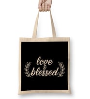 Adorable Love & Blessed Cute Happiness Positivity Bez Çanta Uzun Saplı